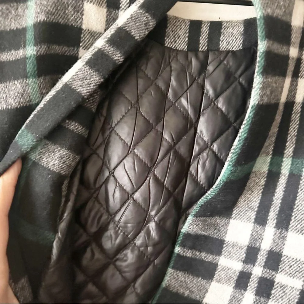 Lovers + Friends Plaid Wool Blend Quilted Jacket XS Holiday Winter Cropped